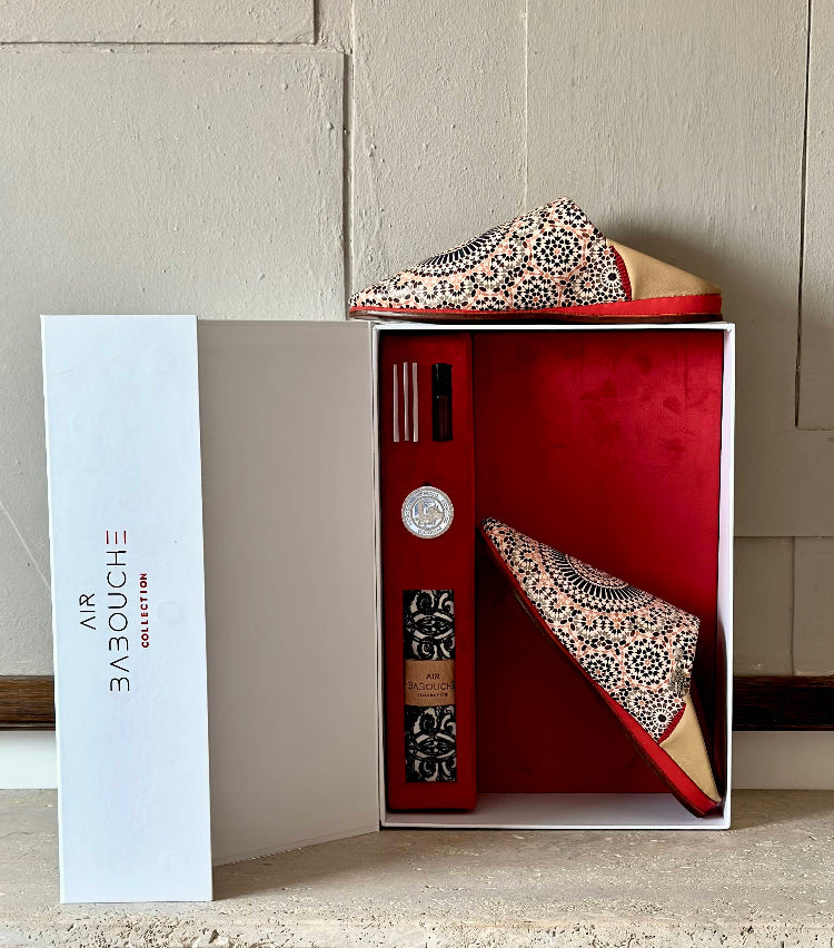 coffret prestige, cadeau personnalisé de air babouche, avec babouche