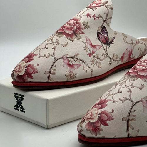 Chausson d'intérieur et d'extérieur en cuir marocain modèle Zellige Air Babouche