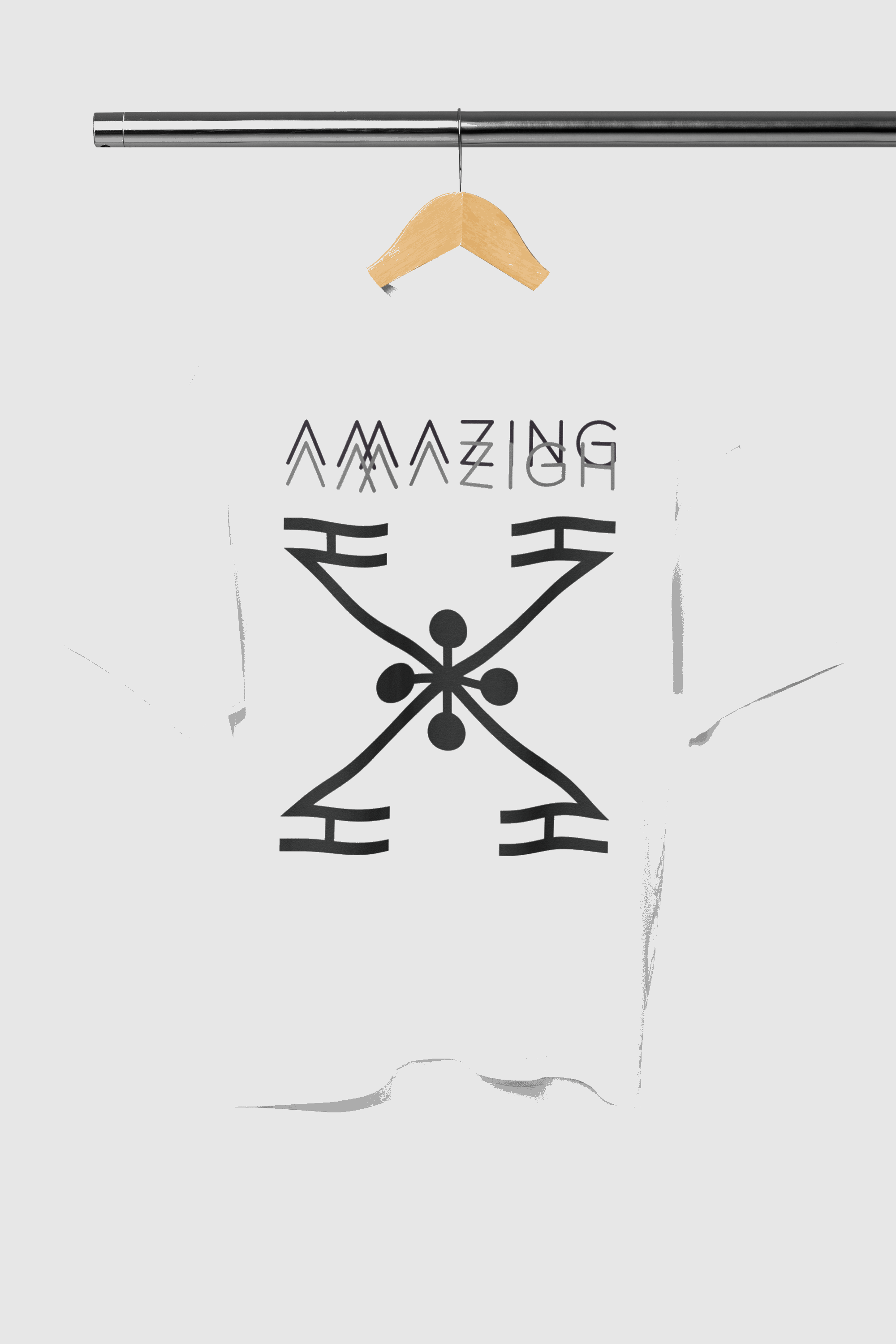 t-shirt blanc air babouche unisexe avec motif amazigh, collection x amazigh marrakech, design et style