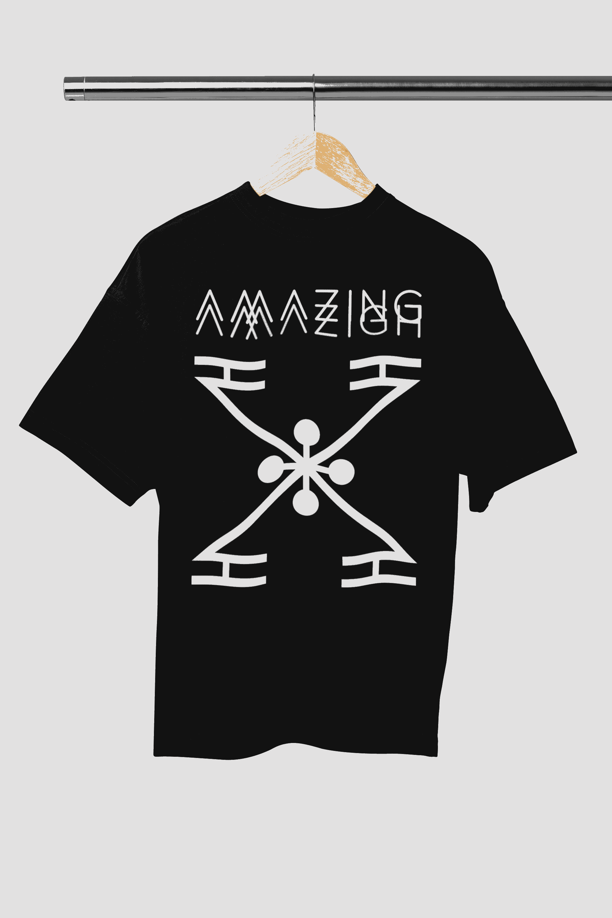 t-shirt noir air babouche unisexe avec motif amazigh, collection x amazigh marrakech, design et style